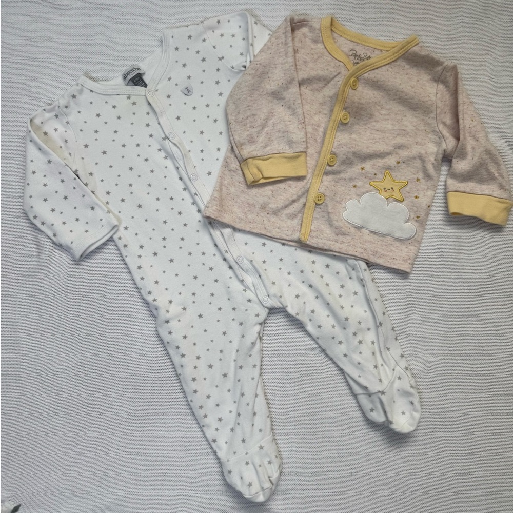 Absorba Paris & René Rolfe 2-Piece Baby Set – Footed Outfit + Sweater 6–9M